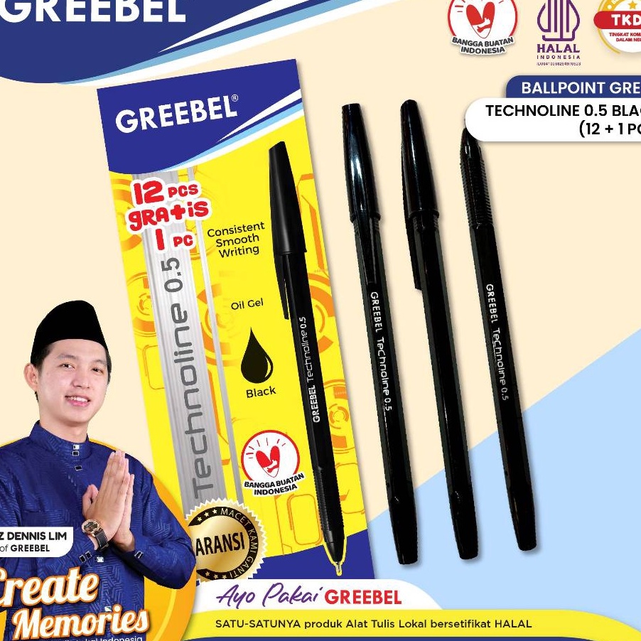 

STOCK MASIH BANYAK GREEBEL Pulpen Ballpoint Technoline 5 Hitam 12 PCSSET Pulpen Greebel Pena Ballpen