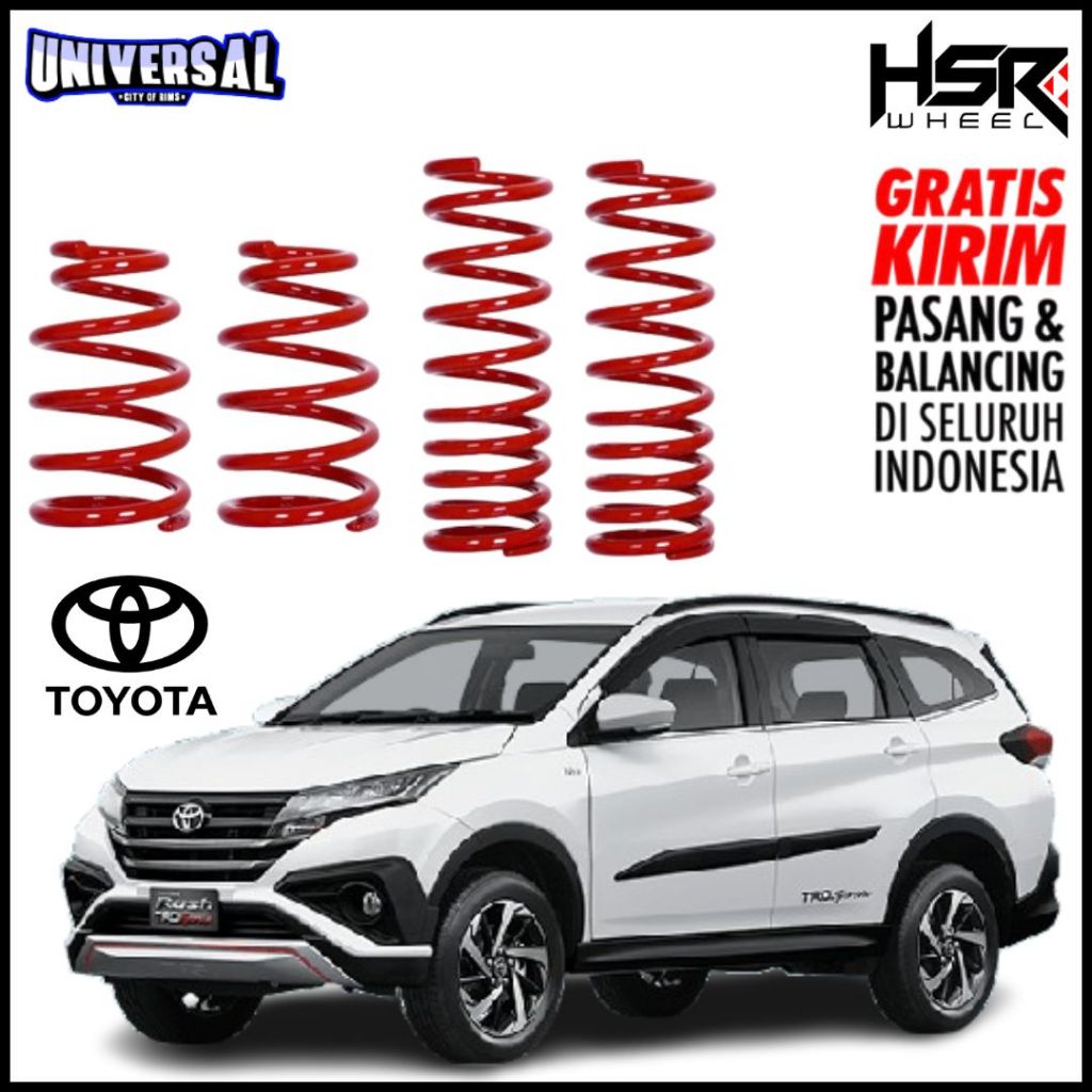 PER RACING LOWERING KIT HSR RED BUAT MOBIL TOYOTA AVANZA 2015-2021/RUSH 2019 UP
