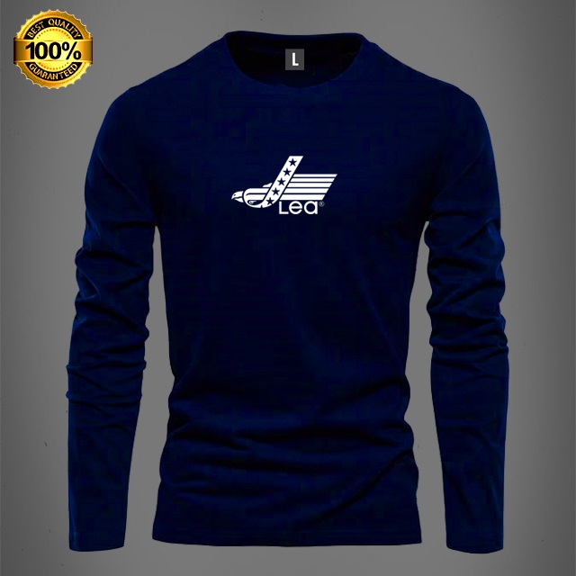 Star Fashion - Kaos Lengan Panjang Logo Lea Putih / Baju Kaos Distro Cotton Combed Premium Quality