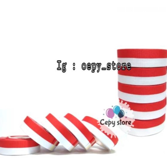 

PROMO TERGILA Pita Satin Merah Putih Ukuran 1 inch Pita Merah Putih 254 cm