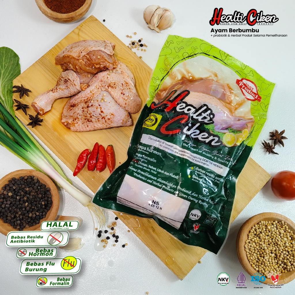 

HEALTI CIKEN AYAM POTONG 10 BERBUMBU SIAP GORENG | AYAM +PROBIOTIK & HERBAL PRODUK | HEALTHY CHICKEN 0.9-1kg