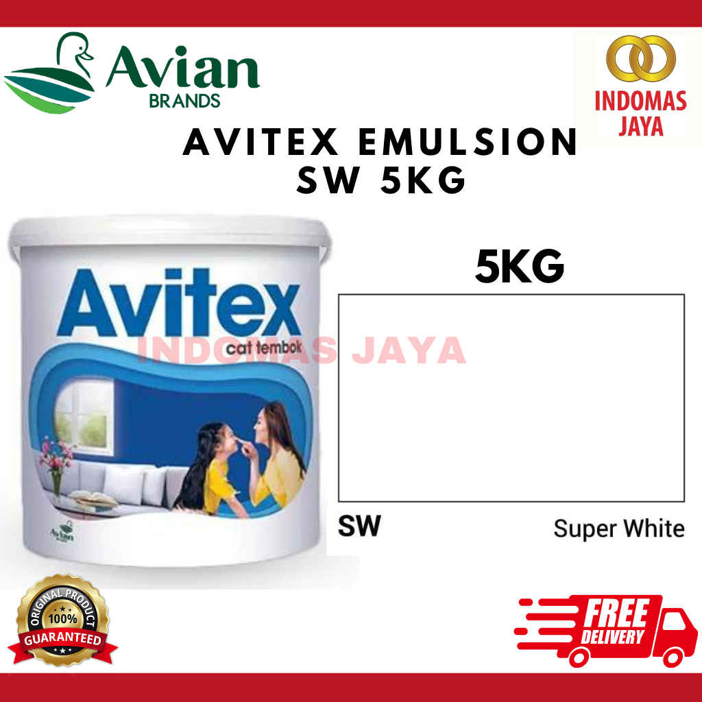 CAT TEMBOK AVITEX SUPER WHITE SW 5KG - CAT TEMBOK INTERIOR