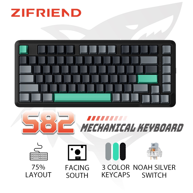 ZIFRIEND S82 Mechanical Gaming Keyboard 75% Layout Putih Hitam