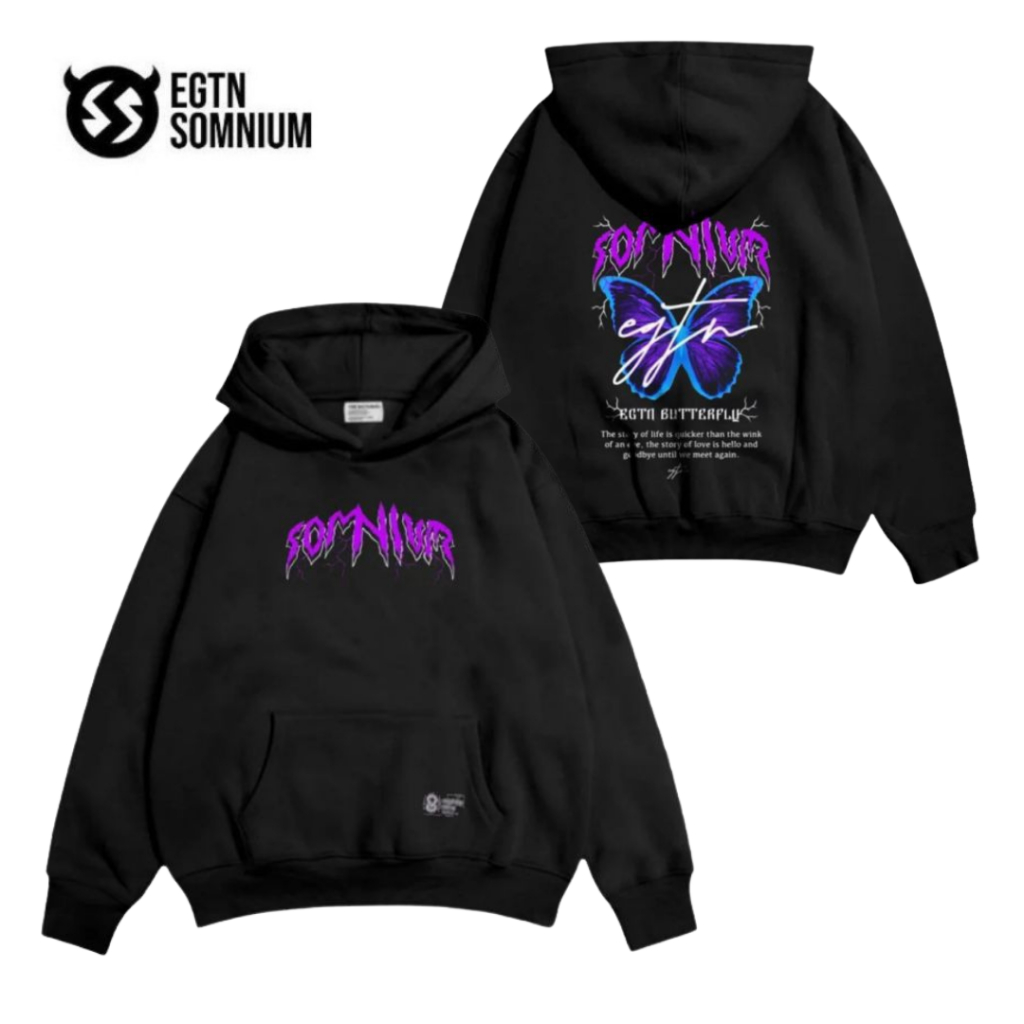 EGTN SOMNIUM Hoodie SHINOBU Jumper Oversize Pria & Wanita Original Warna Hitam