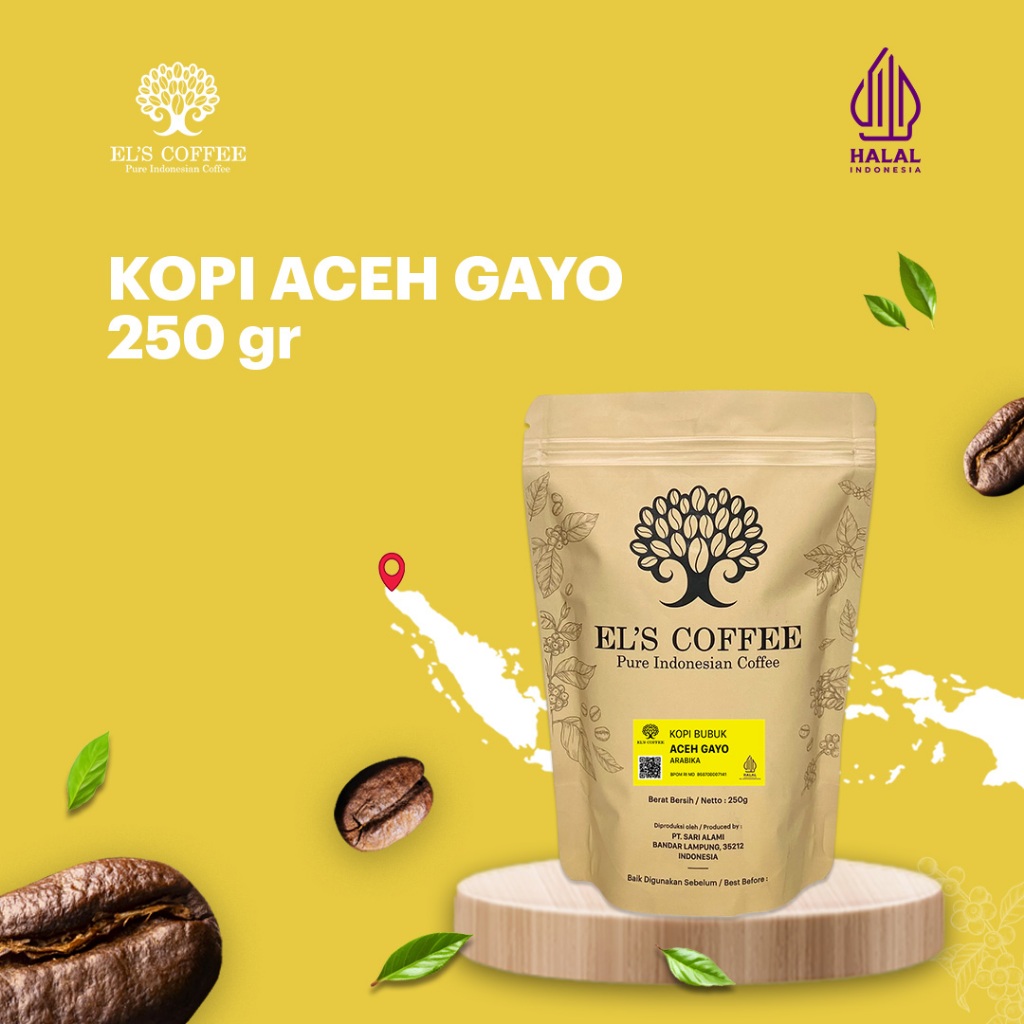 

El's Coffee Kopi Aceh Gayo Arabika 250Gr Biji Kopi/Kopi Bubuk PureIndonesiaCoffee Beans KopiArabika