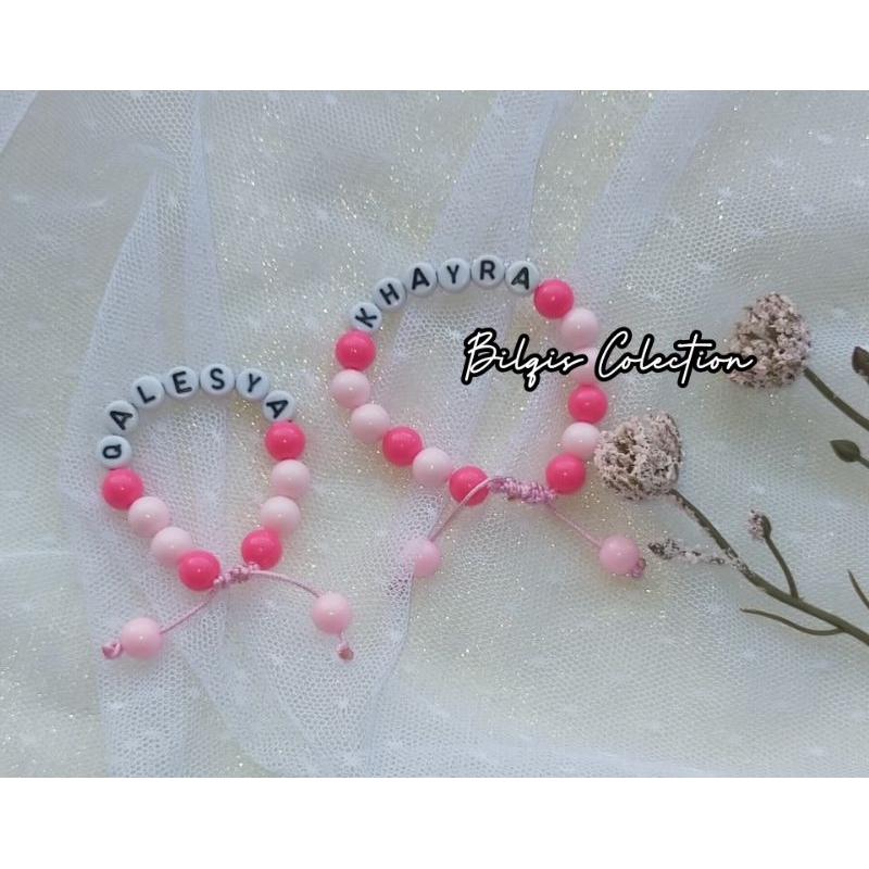 GELANG SERUT ANAK / GELANG SERUT CUSTOM NAMA / GELANG TALI SERUT NEWBORN BABY ANAK DEWASA COUPLE SET
