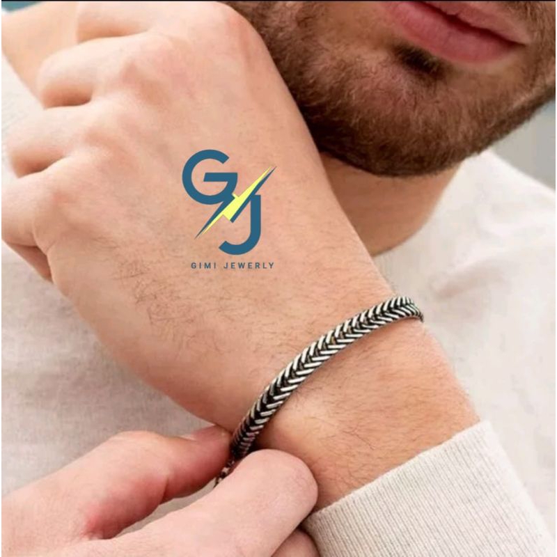 Gelang Tangan Titanium Model Sisik Naga Pria Terbaru
