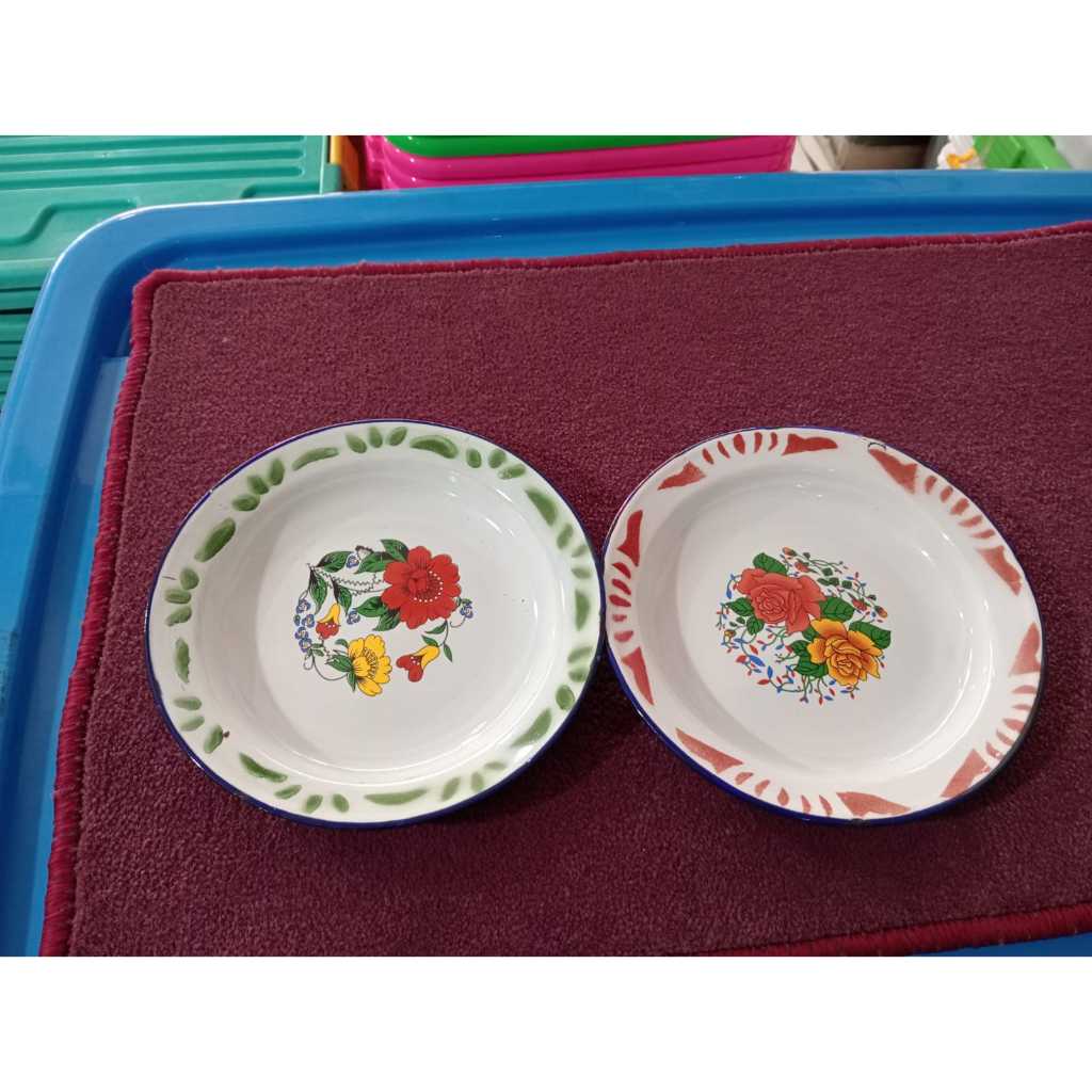 Piring Blirik 20cm 12pcs – Piring Seng Jadul Motif Klasik Piring Enamel