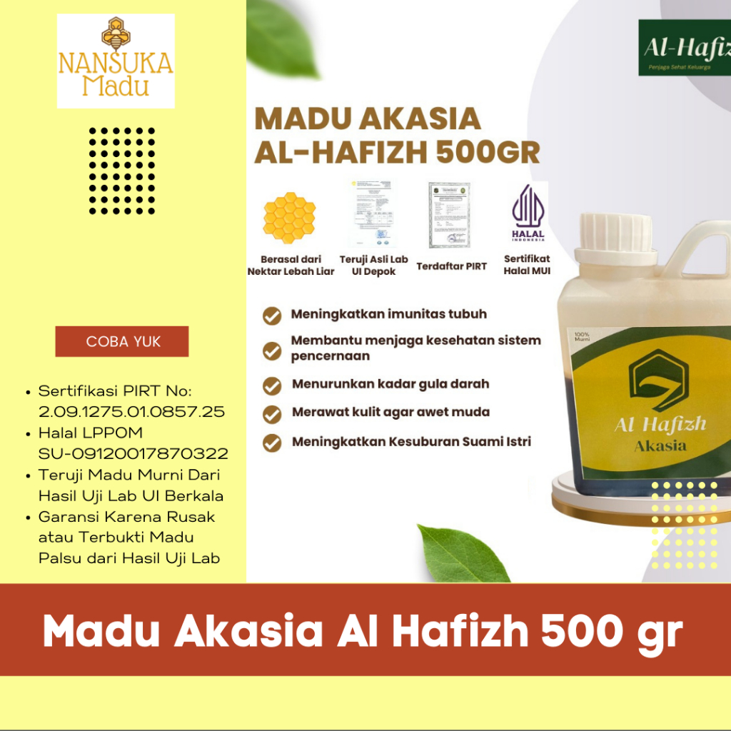 

Madu AlHafizh - Madu Murni Akasia 500gr Garansi Asli 100% - Raw Honey Al-Hafizh