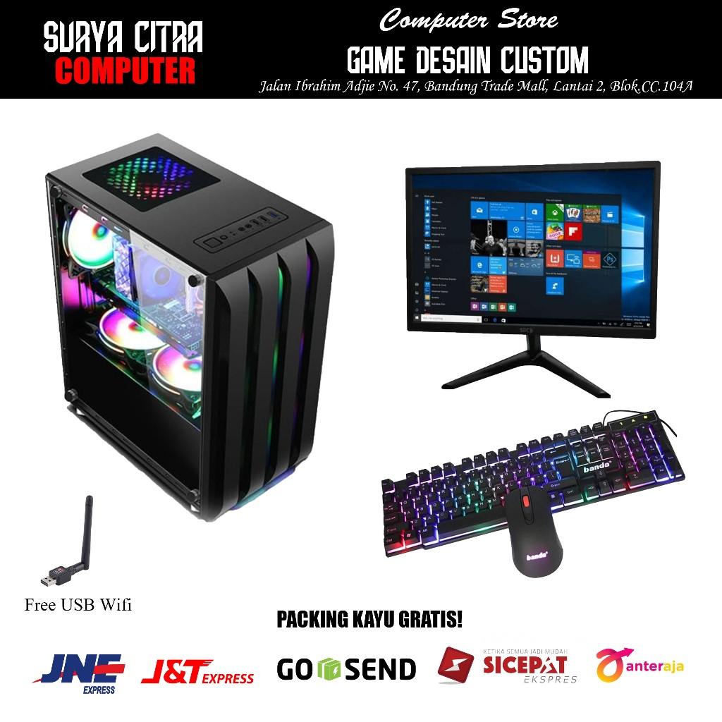 Pc Rakitan Gaming/Editing Core i7/Ram 16Gb/SSD 128Gb/Vga 2GB Fullset