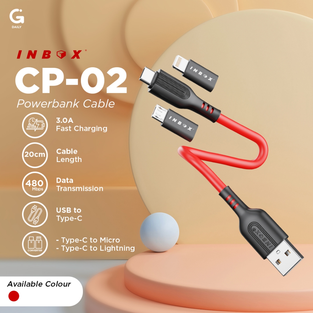 Inbox Powerbank Kit Kabel Data USB Type C dan Converter Set Fast Charging Micro dan Lightning