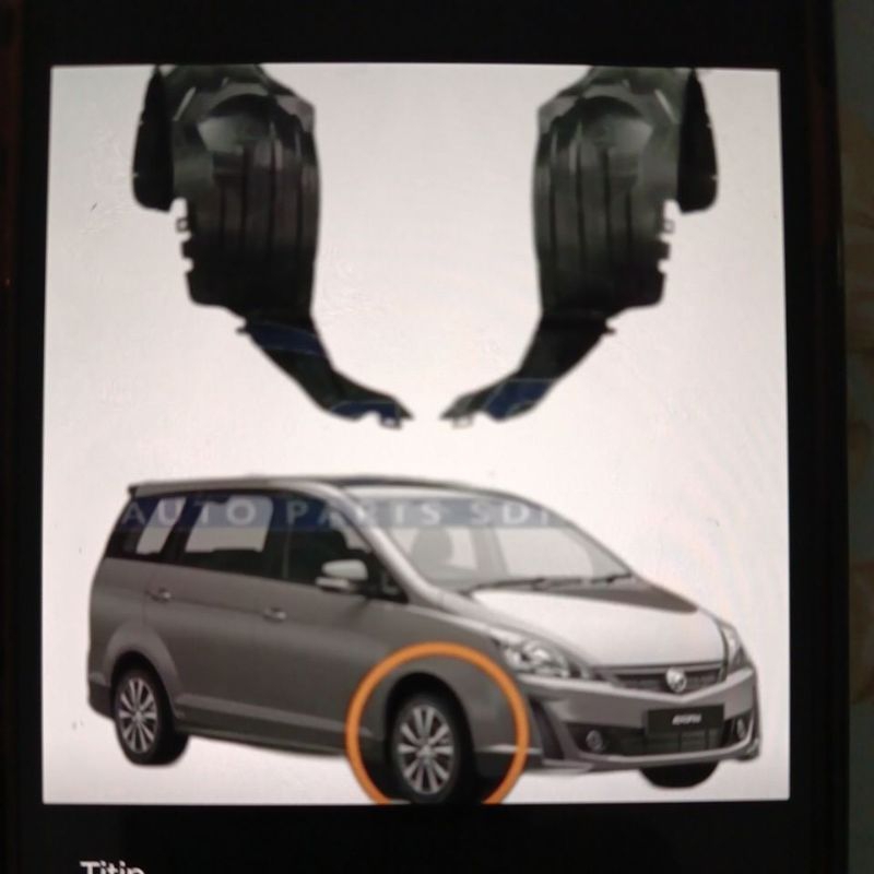 Splash shield liner fender depan Proton Exora kanan plus kiri