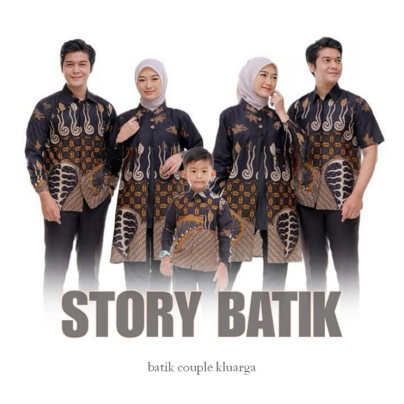 baju batik couple kluarga anak laki laki tunik motif melody hitam baju batik couple modern