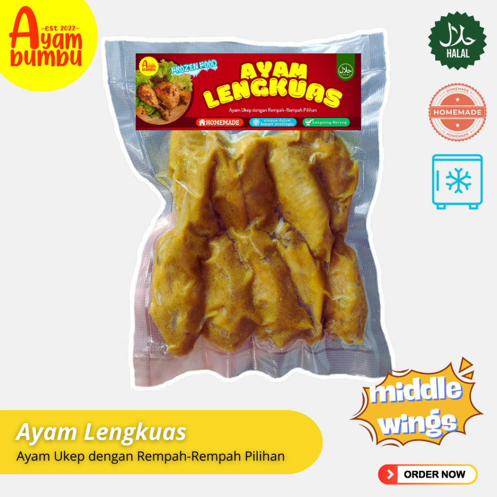 

Ayam Lengkuas Middle Wings by Ayam Bumbu (Ayam Ukep dengan Rempah-Rempah Pilihan)