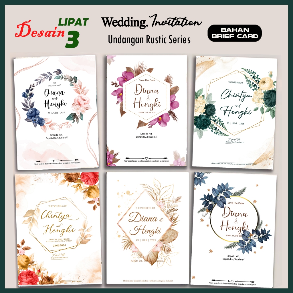 Undangan Pernikahan Lipat 3 Rustic Aesthetic Series