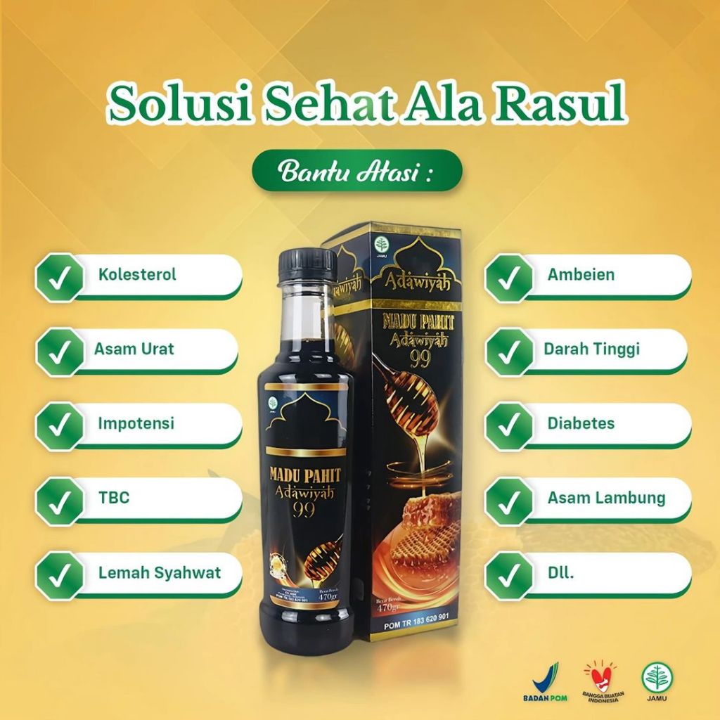 

Madu Adawiyah99 | Madu Hitam Pahit Herbal Alami Original 100% Asli | Membantu Mengatasi Impotensi