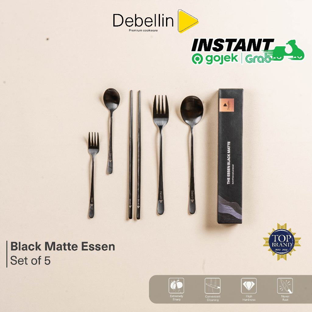 Debellin Black Essen atau Sendok Makan Set - Tableware Premium