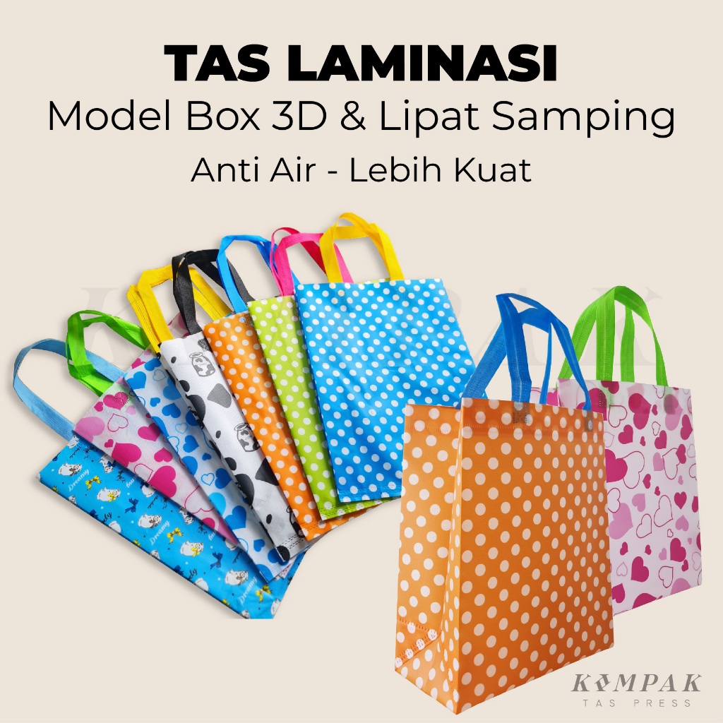 

Tas Spunbond Press Laminasi Kantong Goodie Bag Ulang Tahun Motif