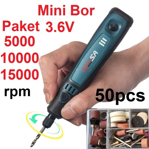 Pasti Irit Bonkyo Mini Grinder Set Cordless 36V Mini Drill Tuner Mesin Ukir Poles 3 Kecepatan 5 Akse