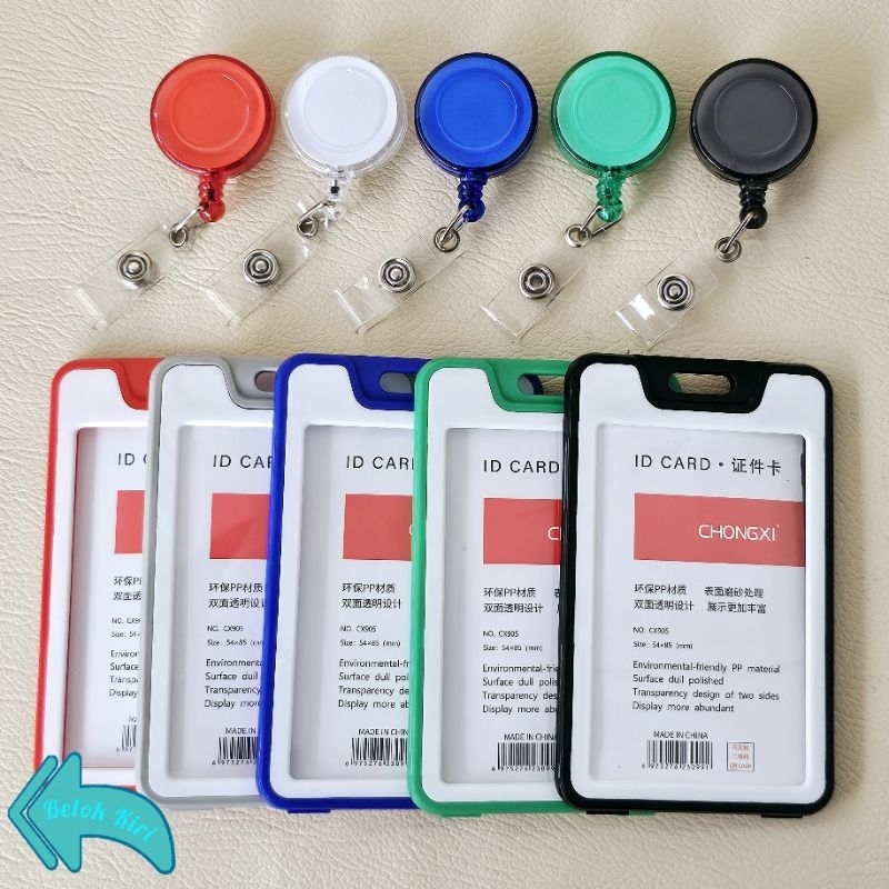 

Tempat Kartu Id Card Plastik 2 Sisi Transparan Warna Plus Yoyo Gantungan Id Card