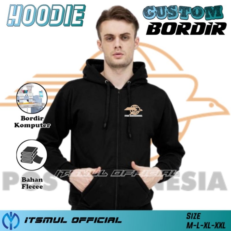 Sweater Hoodie Zipper Pos Indonesia Bordir Jaket Hoodie Pos Indonesia Bordir