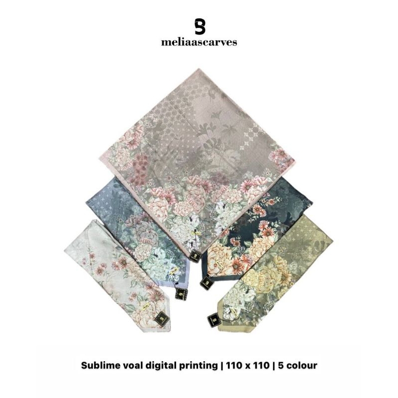 HIJAB MELIAA SCARVES VOAL DIGITAL PRINTING PREMIUM / HIJAB SEGI EMPAT VOAL PREMIUM