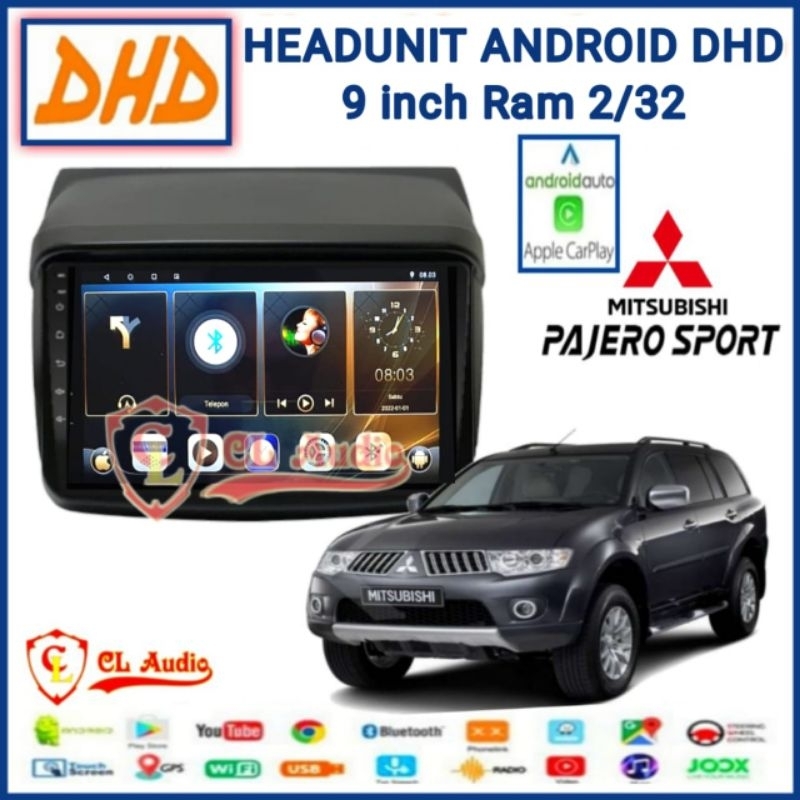 Head Unit Android DHD 9 Inch OEM Pajero Sport 2010-2014+ Cover Mid