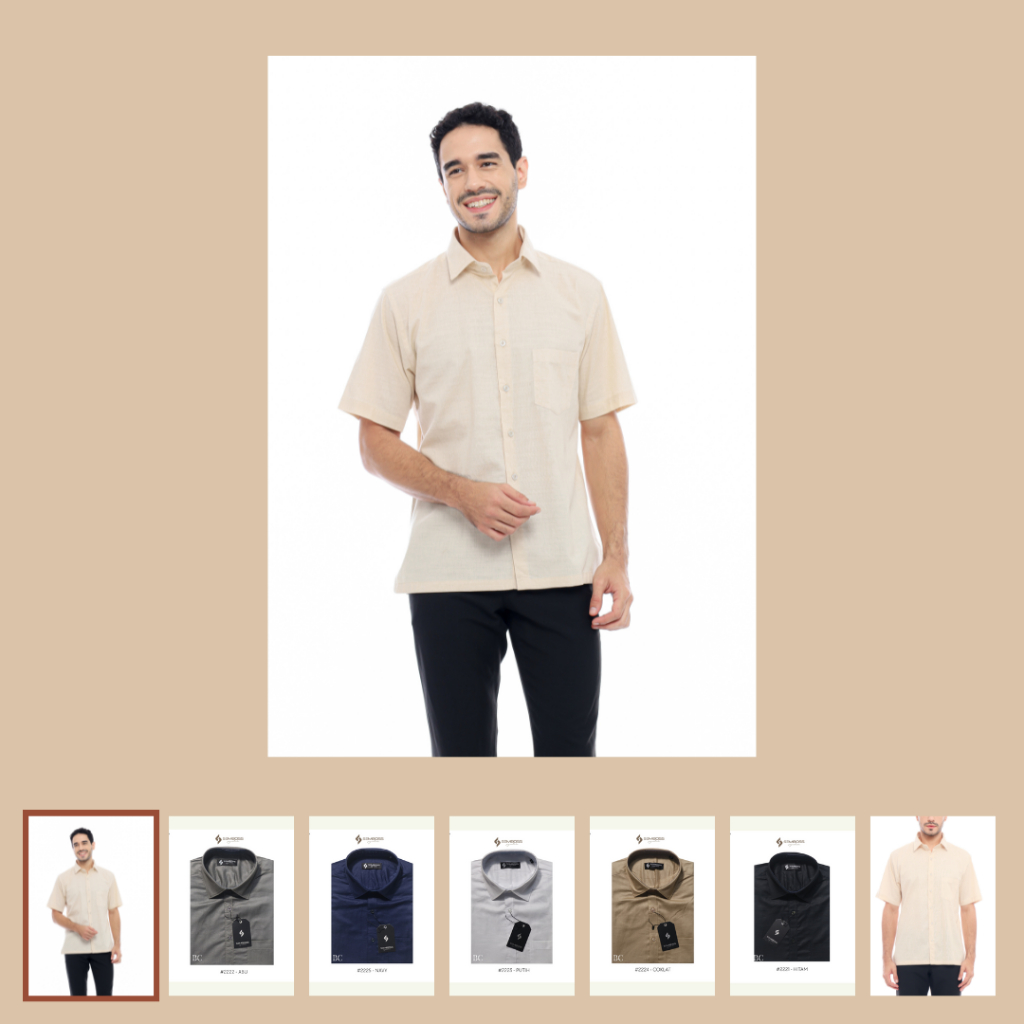 SEMBOSS Kemeja Polos Basic Pria Premium Katun Lengan Pendek Kantong