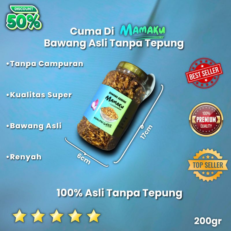 

[COD]Mamaku Bawang Goreng Original 200gr Renyah Gurih Wangi Tanpa Tepung Kualitas Super