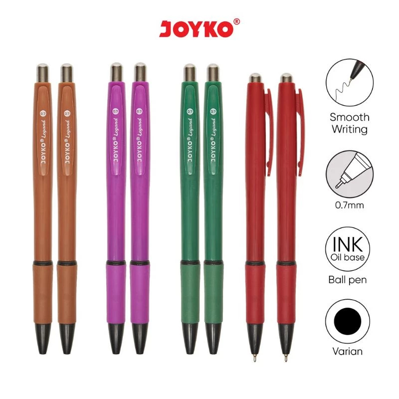 

JOYKO Ballpen / Pulpen BP-192 Legand 0.7mm Warna Hitam Tersedia 1 Pack (12 Pcs) / 6 Pcs / 3 Pcs