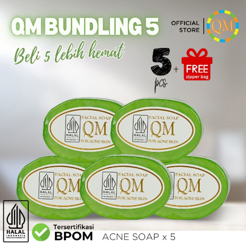 QM Bundling Set QM Facial Soap for ACNE +FREE ZIPPER BAG