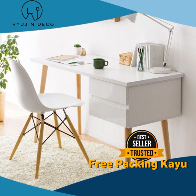 Meja belajar meja kerja minimalis 2 laci
