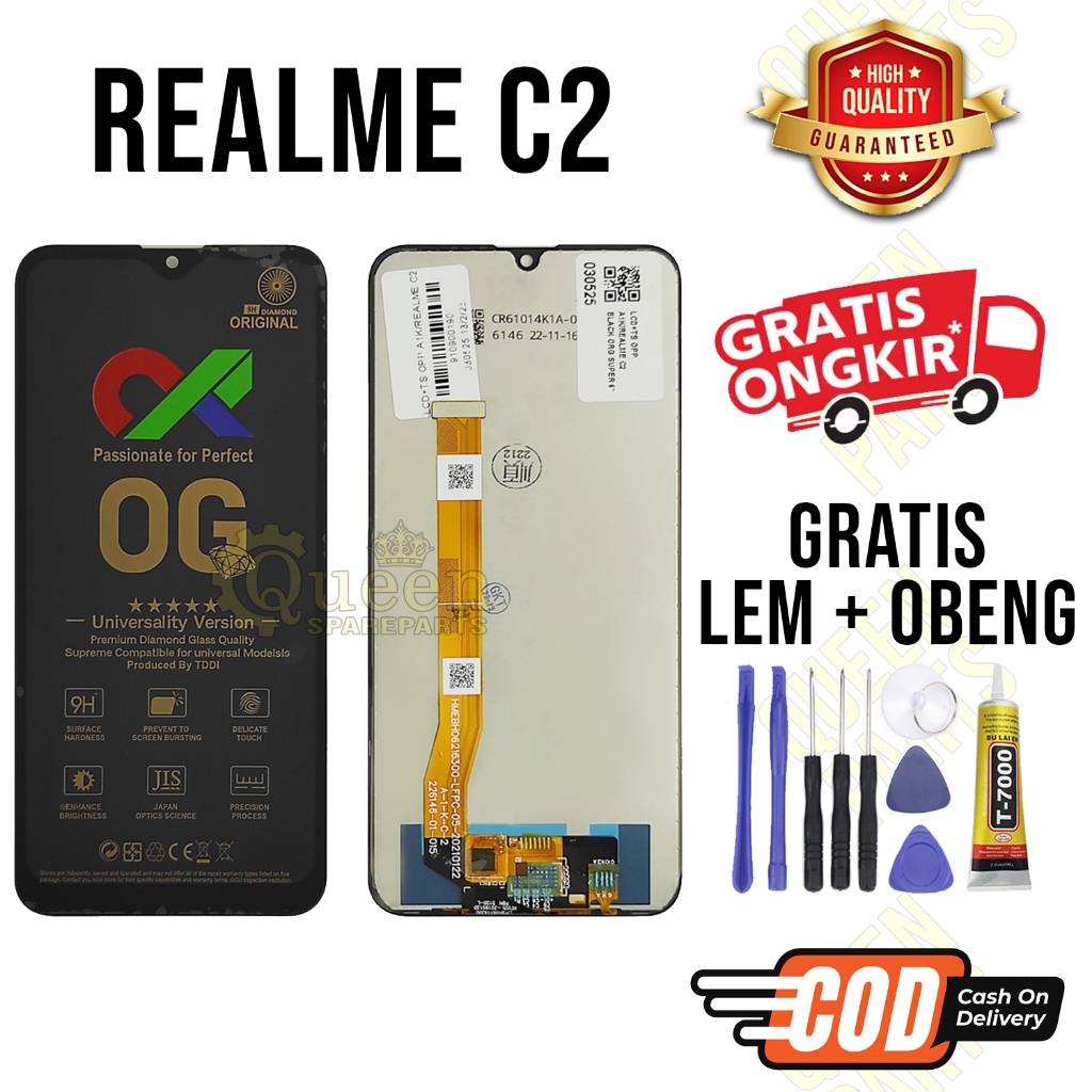 Lcd Touchcsreen REALME C2 Original OEM Lcd REALME C2 Fullset GRATIS LEM OBENG
