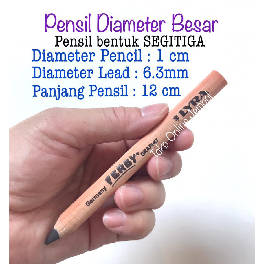 

TREND TERKINI Pensil Segitiga FERBY LYRA Kidal 18111 Triangular pendek pencil diameter besar ATK1228LY