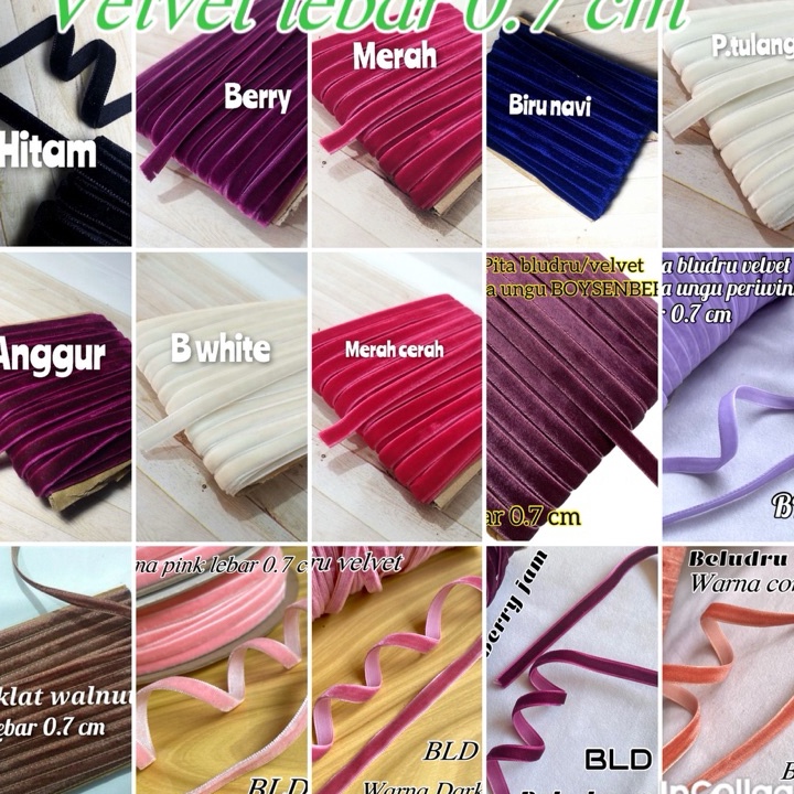 

PAKET MEWAH per rol 15 meter pita bludru lebar 7 cm