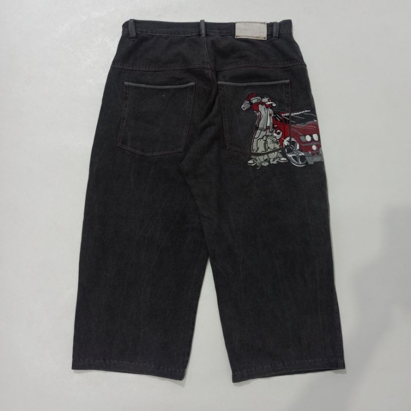 Y2K SOHK SCHOOL OF HARD KNOCKS BAGGY JEANS BLACK WASH NOT JNCO ECKO EVISU