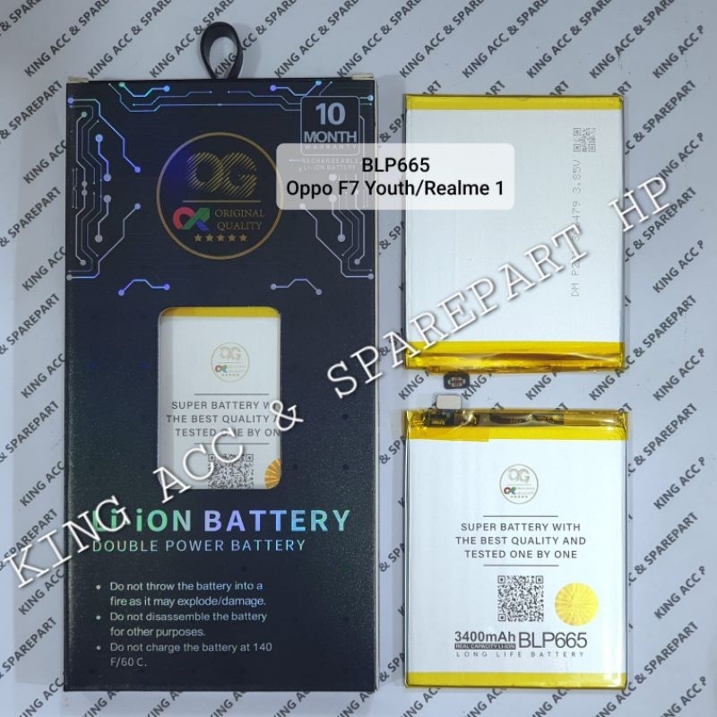 NEW OG SUPER / BATERAI BATRE BATTERY BLP-665 OPPO F7 YOUTH / REALME 1 / BLP665 DOUBLE POWER