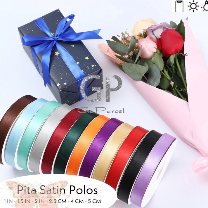 

PRODUK UNGGULAN Rol 2 Yard PITA SATIN 25 MM 1 IN POLOS 1 INCH SATEEN RIBBON PITA KADO 25 CM