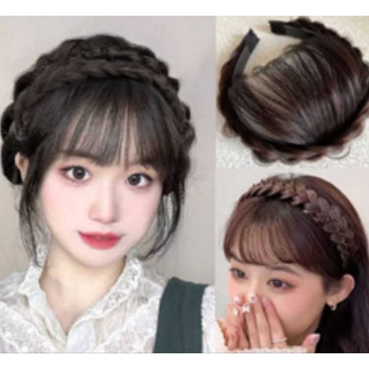 Harga Spesial  Bando Rambut Kepang  Bando Poni Korea  Bando Poni  Rambut Palsu Wanita Anak  Poni Pal