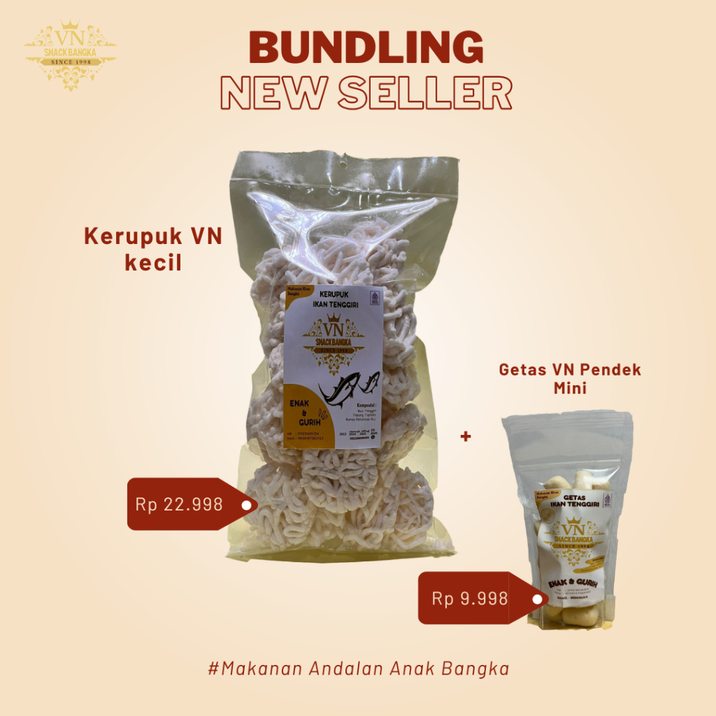 

Bundling NS Kerupuk Getas VNSnack Ikan Tenggiri Asli Bangka
