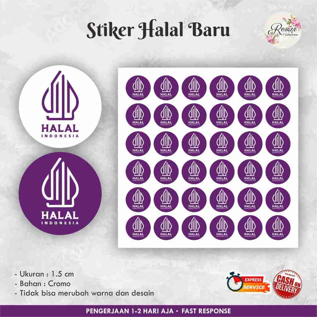 

[105 pcs] Stiker Halal Ungu baru Cromo / Label halal / Stiker MUI