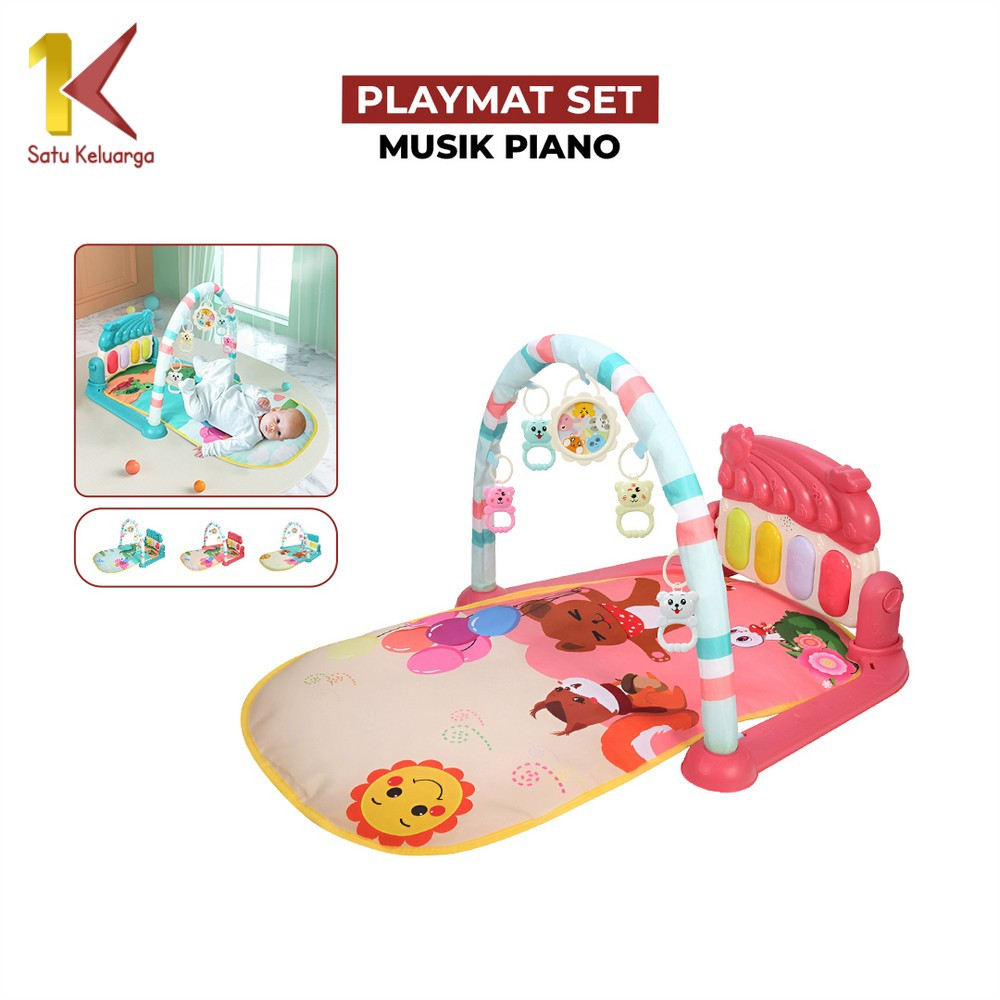 Satu Keluarga Baby Playgym Playmat Set Musik Piano M254 Matras Bayi Play Gym Musical Mainan Rattle