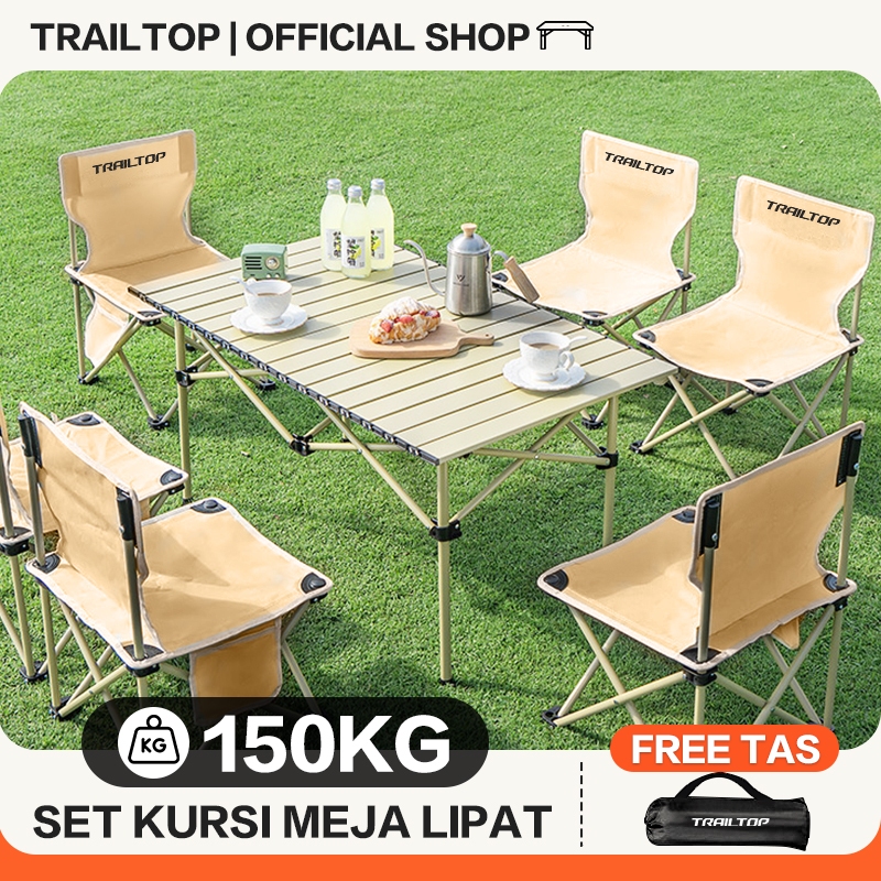 TrailTop Meja Kursi Lipat 0utdoor 1 Set Meja Lipat Outdoor Dan Kursi Lipat Serbaguna
