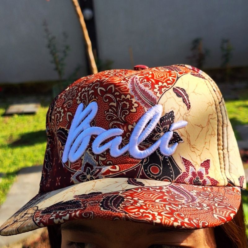 CRAFTDEWATA Topi Cap Batik Bali Lucu Souvenir Khas Bali Topi Cowok/Cewek Fashion Bali