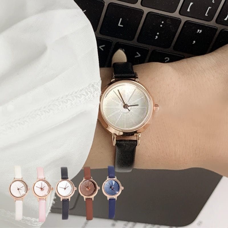 Jam Analog Quart Wanita Strap PU Jam Tangan Cewek Kecil Tali Kulit Fashion Accessories