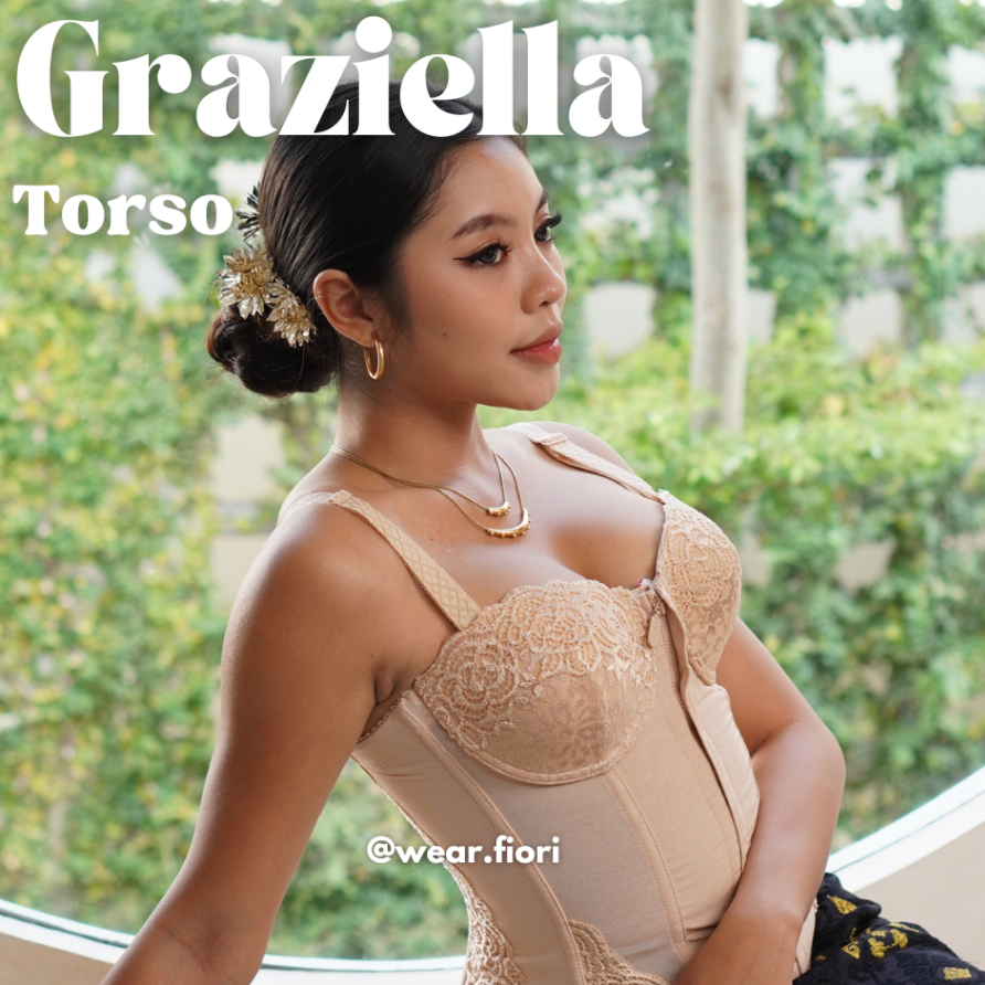 Graziella Longtorso by wear.fiori | Moulded Full Cup, Germanium & Luxury Lace, Adjustable & Removabl