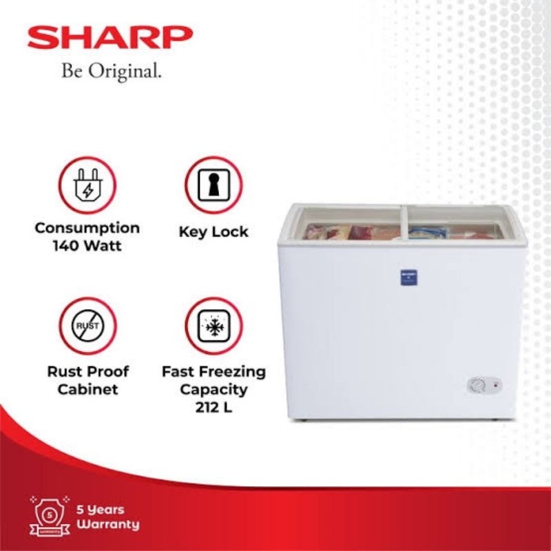 SHARP Sliding Chest Freezer FRW 210 Kaca Geser 200 Liter