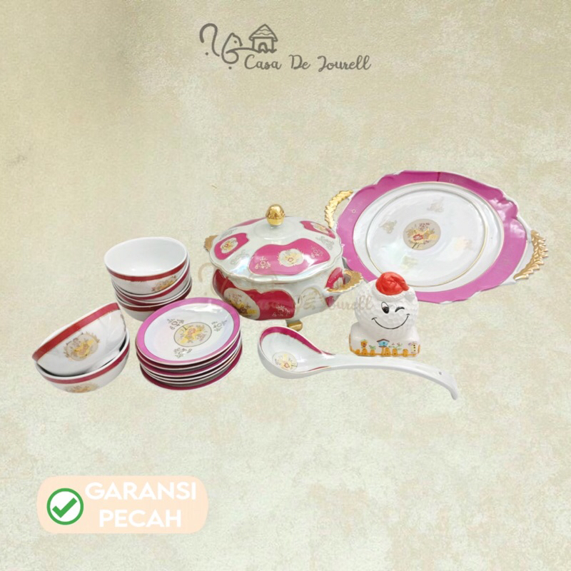 Dinner Set 16pc MJ (Dus Jelek)/Dinner bermotif/Dinner set cantik/Dinner set aesthetic
