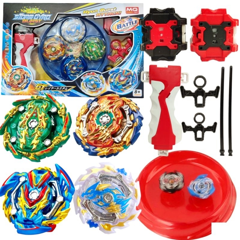 Mainan Anak Gangsing Beyblade Burst Launcher Gangsing 4 pcs+ arena beyblade