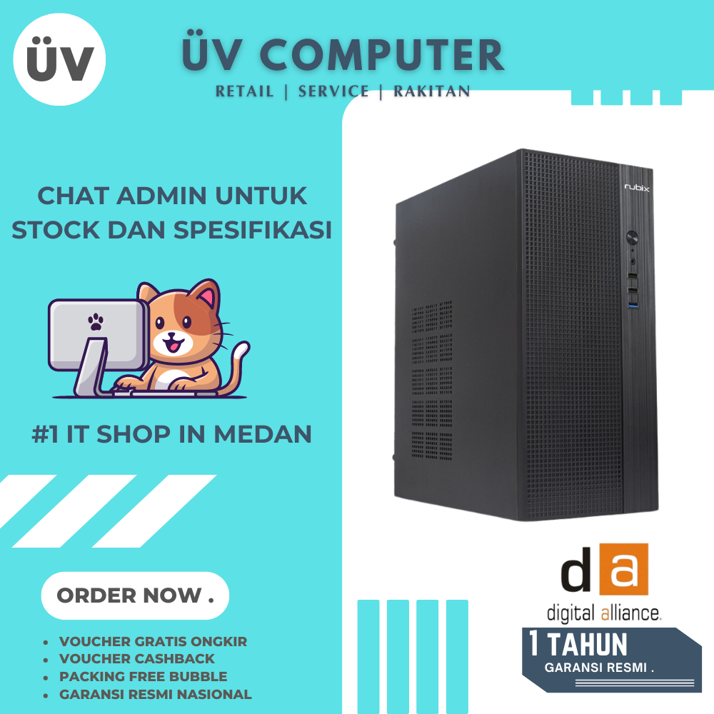 Casing PC Komputer Digital Alliance DA Rubix Essential 02 + PSU 350W | Mid Tower | Micro M-ATX Case 